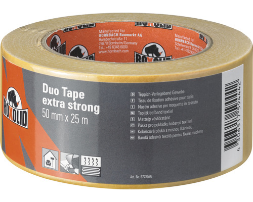 ROXOLID Duo Tape dubbelzijdig tapijttape extra sterk bruin 50 mm x 25 m