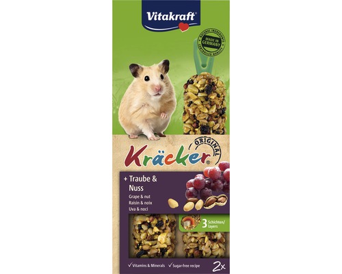VITAKRAFT Knaagdierensnack noot kracker voor hamsters, 2 st, 112 gr Vitakraft Kräcker staaf met druif en noot voor knaagdieren