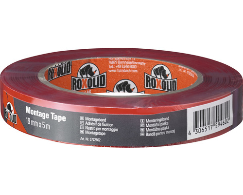 ROXOLID Montagetape transparant 5 m x 19 mm