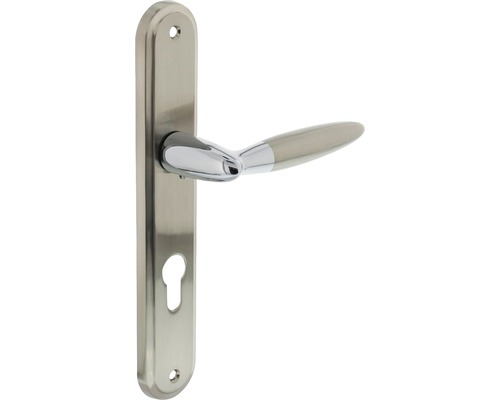 INTERSTEEL Deurkruk paar Elen op schild met profielcilindergat PC72 chroom nikkel Deurbeslag met handgreep en sleutelrozet