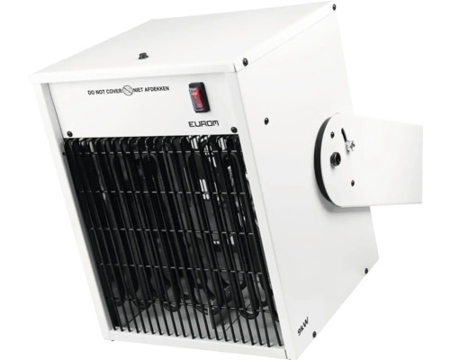 Witte elektrische kachel met een vermogen van 9 kilowatt voor wandmontage.