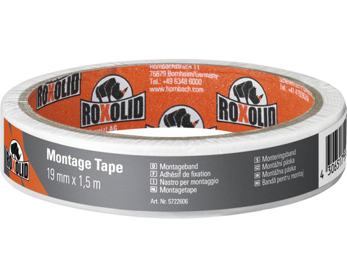 ROXOLID Montagetape wit 1,5 m x 19 mm Roxolid montagetape 19 millimeter bij 1,5 meter
