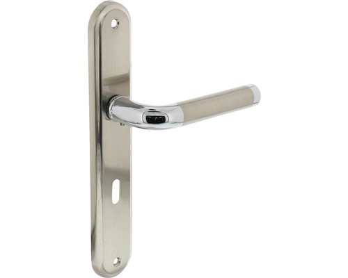 INTERSTEEL Deurkruk paar Agatha op schild met sleutelgat SL72 chroom nikkel Deurklink met lang schild voor binnendeuren