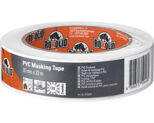 ROXOLID Afplaktape PVC wit 33 m x 30 mm ROXOLID Afplaktape PVC wit 33 m x 30 mm