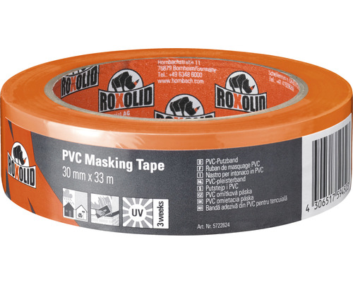 ROXOLID PVC Maskingtape oranje 30 mm x 33 m Rol PVC-afplakband, 30 millimeter bij 33 meter