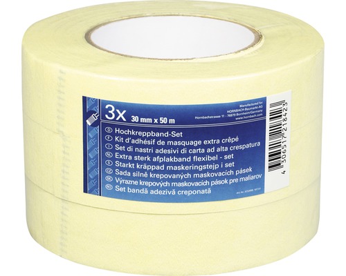 5 Rollen Goudkleurige Afplaktape – Crêpe Tape – 30 Mm X 50 M – UV-bestendig – Restloos Verwijderbaar – Voor Binnen & Buiten