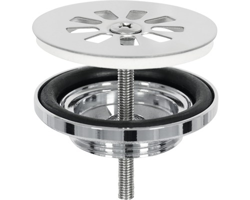 Spoelbakafvoergarnituur van metaal met zeef