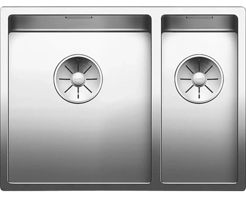 Spoelbak met twee bakken van roestvrij staal