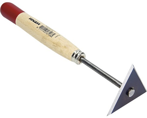 Anza schraper met houten handvat en driehoekig mes