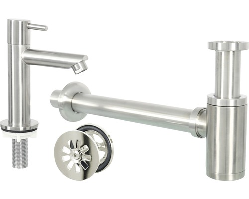 Wastafelkraan, sifon en afvoergarnituur van metaal