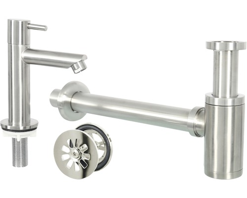 Wastafelkraan, sifon en afvoergarnituur van metaal