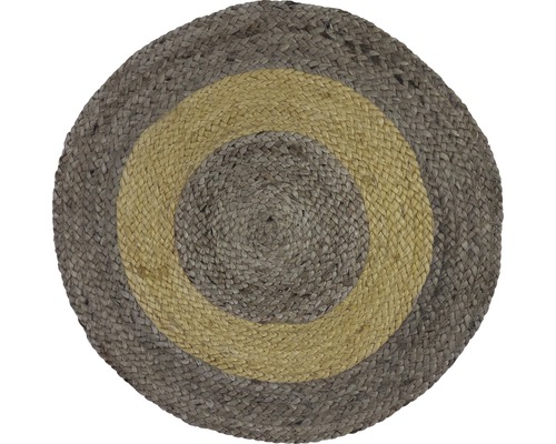 Rond vloerkleed van jute met tweekleurig ontwerp