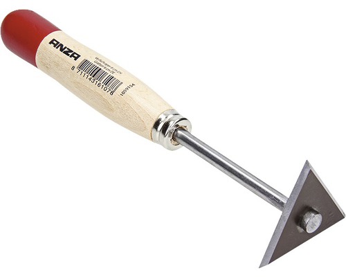 Driehoekige glasschraper met houten handvat