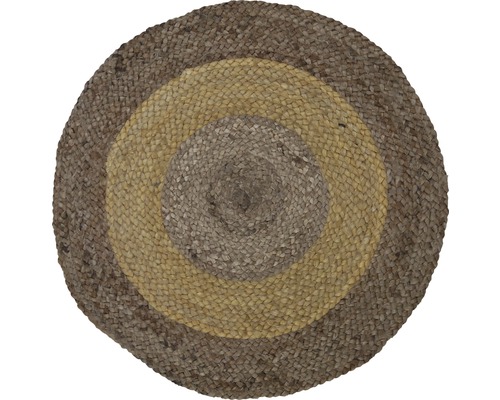 Rond jute vloerkleed met concentrische cirkels