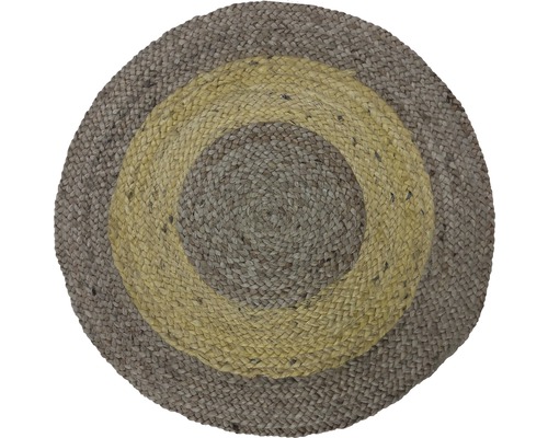 Rond jute tapijt met concentrisch ontwerp