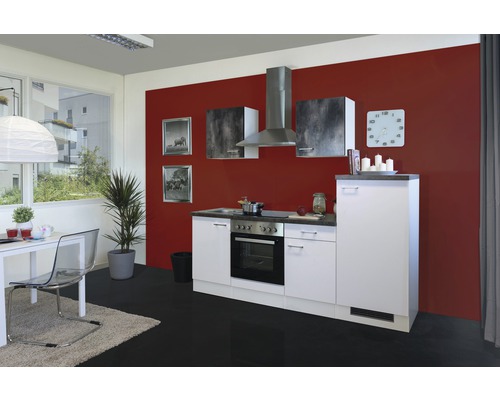 FLEX WELL Keukenblok met apparatuur Lucca wit mat 220x60 cm FLEX WELL Keukenblok met apparatuur Lucca wit mat 220x60 cm