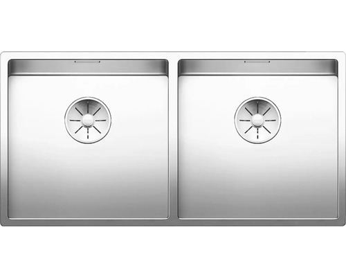 Spoelbak met twee bakken van roestvrij staal