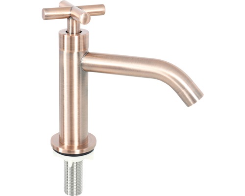 Wastafelkraan van metaal met kruisgreep