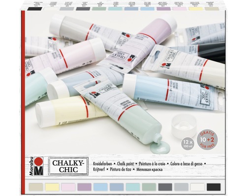 Marabu Chalky Chic krijtverf in set met twaalf tubes van 100 ml