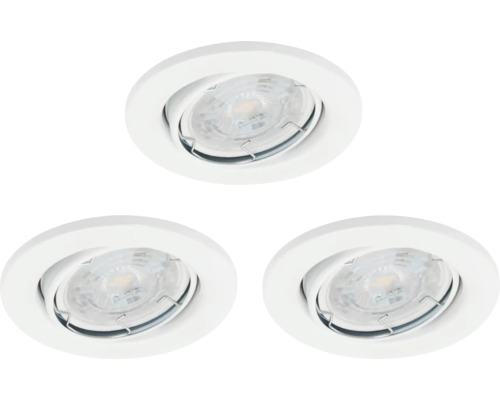 Drie witte plafondinbouwspots