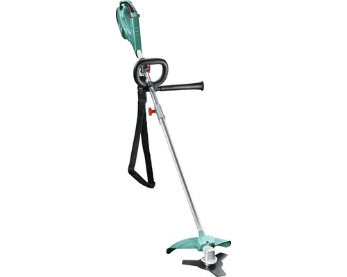 Accu grastrimmer met metalen schacht en draagriem