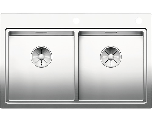 Spoelbak met twee kommen van roestvrij staal