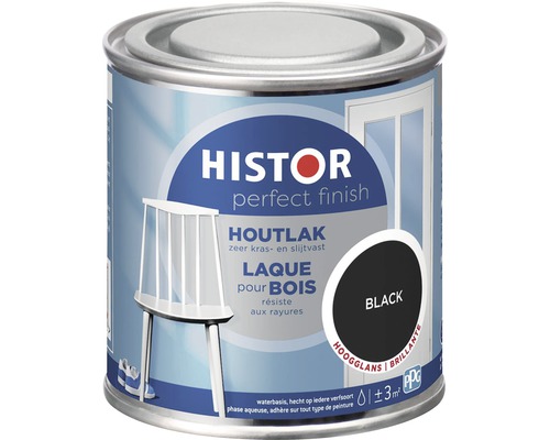 HISTOR Perfect Finish Houtlak hoogglans zwart 250 ml