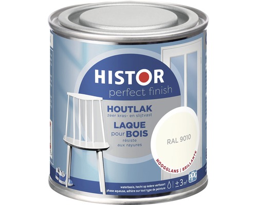 HISTOR Perfect Finish Houtlak hoogglans RAL 9010 250 ml