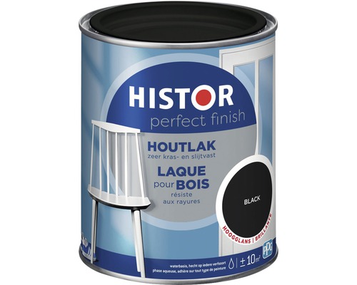 HISTOR Perfect Finish Houtlak hoogglans zwart 750 ml Blik zwarte houtlak