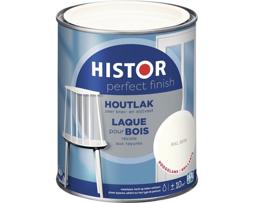 HISTOR Perfect Finish Houtlak hoogglans RAL 9010 750 ml Histor Perfect Finish Houtlak blik