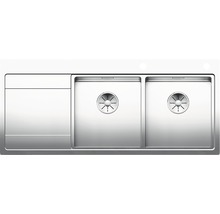 Roestvrijstalen spoelbak met twee bakken en afdruiprek