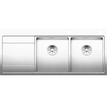 Roestvrijstalen spoelbak met twee bakken en afdruipvlak