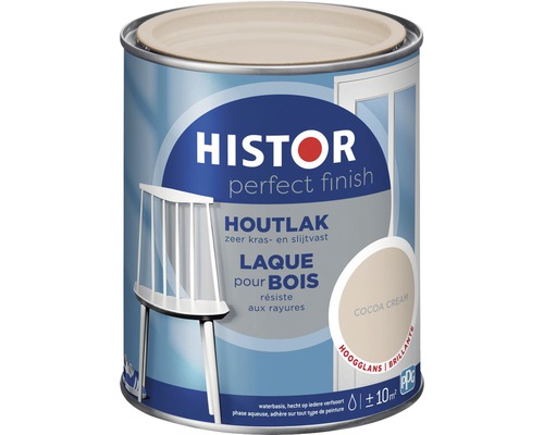 HISTOR Perfect Finish Houtlak hoogglans cacoa cream 750 ml Houten lakverfblik met de kleur Cocoa Cream van Histor