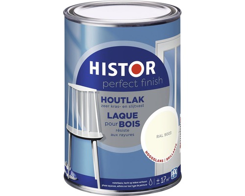 HISTOR Perfect Finish Houtlak hoogglans RAL 9003 1,25 l