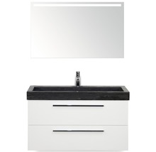 SANOX Badkamermeubelset Seville met LED lichtspiegel en wastafel 101 cm wit hoogglans