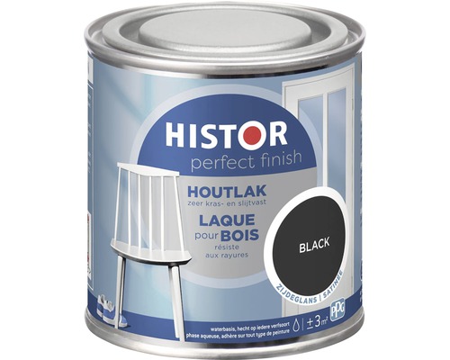 HISTOR Perfect Finish Houtlak zijdeglans zwart 250 ml Histor Perfect Finish Houtlak blik