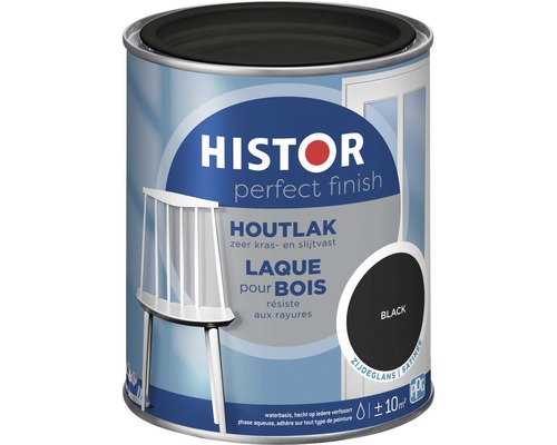 HISTOR Perfect Finish Houtlak zijdeglans zwart 750 ml Histor Perfect Finish houtlak, blik