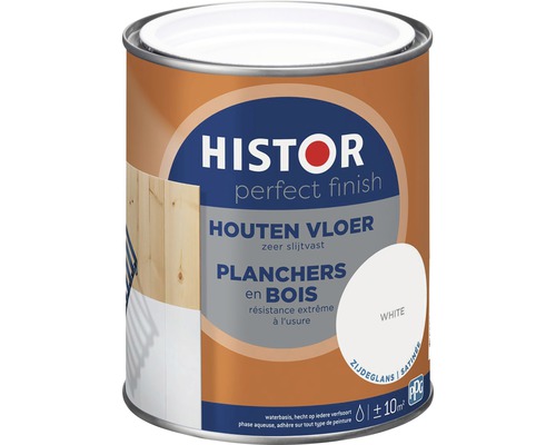 HISTOR Perfect Finish Houten vloer zijdeglans wit 750 ml Histor Perfect Finish Houten vloerverf blik