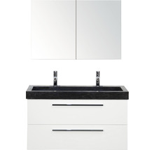 Wastafel met wasbak, onderkast en spiegelkast voor de badkamer