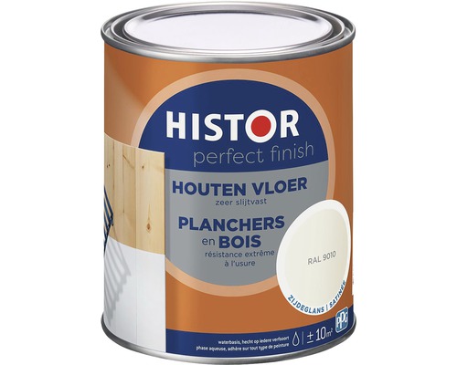 HISTOR Perfect Finish Houten vloer zijdeglans RAL 9010 750 ml