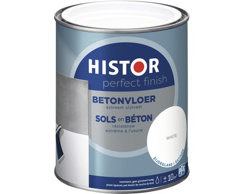 HISTOR Perfect Finish Betonvloer zijdeglans wit 750 ml Verf voor betonvloeren in wit