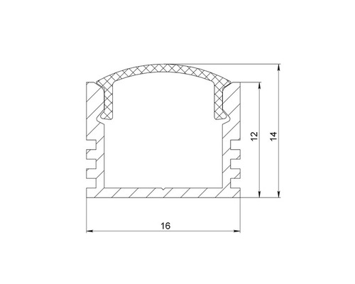 Technische tekening van een ledprofiel met maatvoering