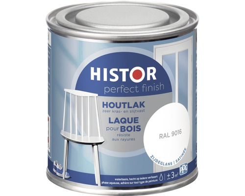 HISTOR Perfect Finish Houtlak zijdeglans RAL 9016 250 ml Histor Perfect Finish Houtlak blik