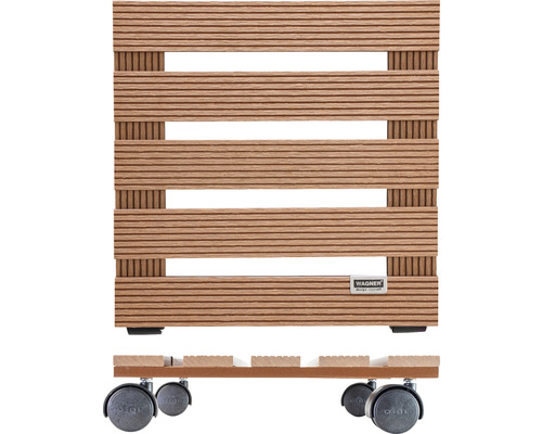 Plantenroller van hout met wielen