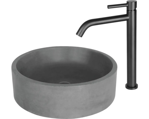 Betonnen opzetwastafel met kraan