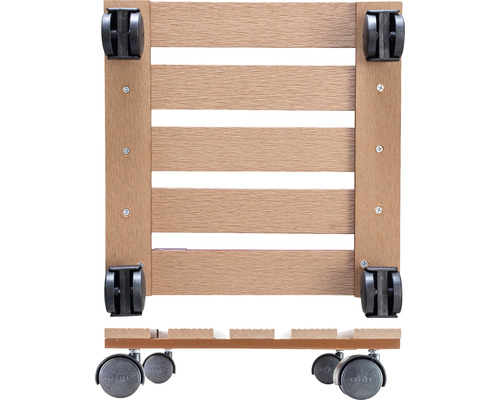 Plantenroller van hout met wielen