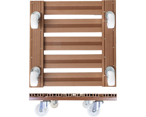 Plantenroller van hout met wielen