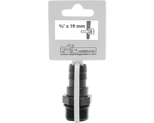 Ubbink slangconnector met afmetingen 3/4 inch bij 19 millimeter
