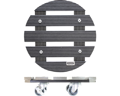 Ronde plantenroller van hout met wielen