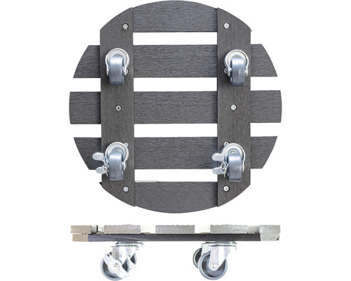 Plantenroller van hout met vier wielen